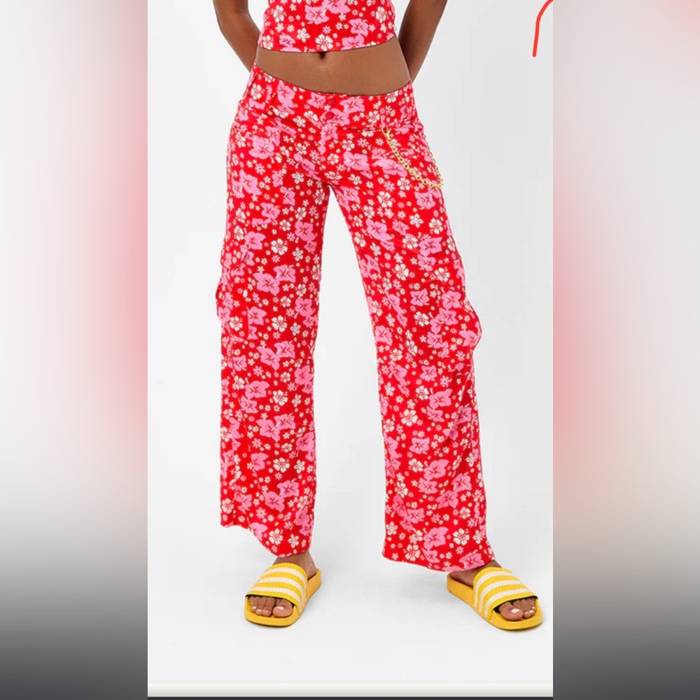Frankie Bikinis Chilli Satin Floral Cargo Pant